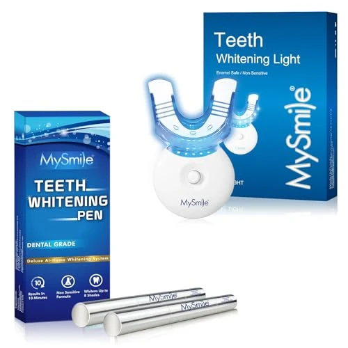 Mysmile 30 Teeth Whitening Pen With Light & Trays - Fast 10 Min Whitening Enamel Safe Gel For Sensitive Teeth - Removes Coffee Smoking Stains