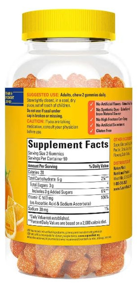 Nature Made Vitamin C Extra Strength 500 Mg Per Serving Dietary Supplement For Immune Support 180 Gummies 90 Day Supply