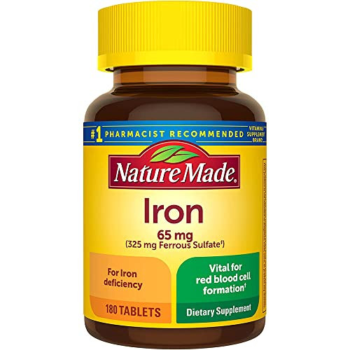 Nature Made Iron 65 Mg (325 Mg Ferrous Sulfate) Tablets Dietary Supplement For Red Blood Cell Support 180 Tablets