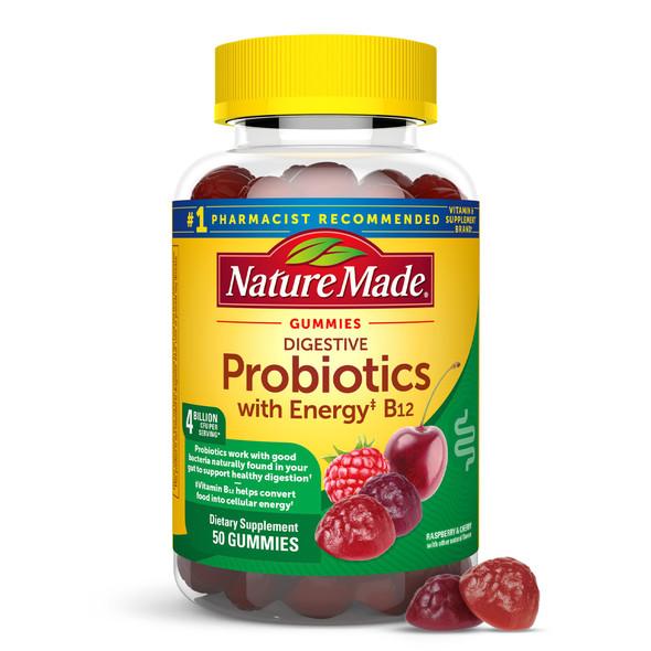Nature Made Digestive Probiotics And Energy B12 Gummies Probiotics For Women And Men 50 Probiotic Gummies 25 Day Supply