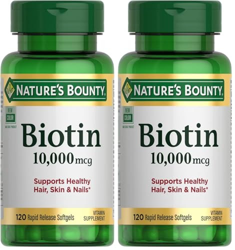Nature'S Bounty Biotin Hair Skin And Nails Vitamins Supports Healthy Hair Skin And Nails 10000 Mcg 120 Softgels (Pack Of 2)