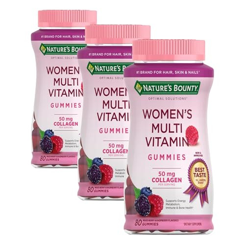 Nature'S Bounty Optimal Solutions Women'S Multivitamin Immune And Cellular Energy Support Bone Health Raspberry Flavor 80 Gummies 40 Total Servings (Pack Of 3)