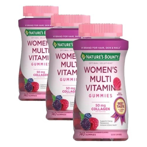Nature'S Bounty Optimal Solutions Women'S Multivitamin Gummies For Immune Support Cellular Energy Support Bone Health Raspberry Flavor 70 Total Servings 140 Count (Pack Of 3)