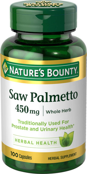Nature'S Bounty Saw Palmetto Herbal Health Supplement Prostate And Urinary Health 450 Mg 100 Capsules