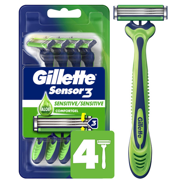 Gillette Sensor 3 Disposable Razors Men's 4 Each