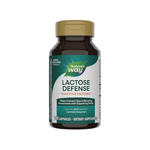 Nature'S Way Lactose Defense Digestive Enzymes Supports The Digestion Of Dairy 690 Mg Lactase Per 3-Capsule Serving 100 Capsules (Packaging May Vary)