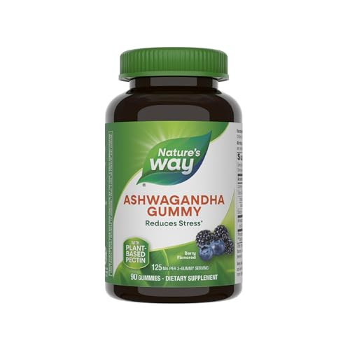 Nature'S Way Ashwagandha Gummies Reduce Stress With Adaptogenic Herb 125 Mg Per 2-Gummy Serving Berry Flavored 90 Gummies (Packaging May Vary)