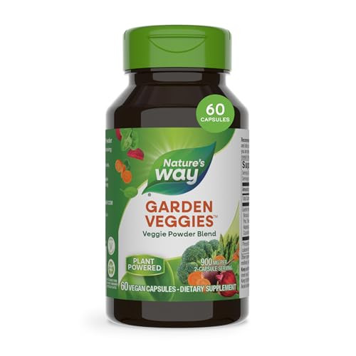 Nature'S Way Garden Veggies Vegetable Supplement Capsules Plant-Powered Powder Blend Made With 12 Different Vegetables Green Superfood Veggie Blend For Daily Wellness 60 Capsules