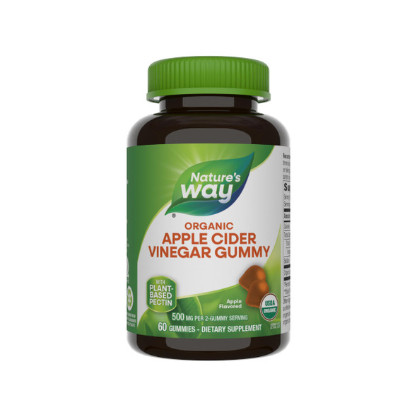 Nature'S Way Organic Apple Cider Vinegar Gummies 500 Mg Organic Apple Cider Vinegar Per 2-Gummy Serving Apple Flavored 60 Gummies (Packaging May Vary)
