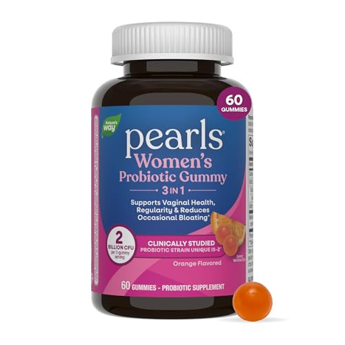 Nature'S Way Pearls Probiotic Women'S Gummy 3-In-1 Reduces Occasional Bloating Supports Digestive & Vaginal Health Gluten Free Orange Flavored 60 Gummies (Packaging May Vary)