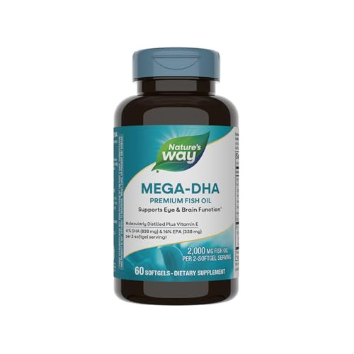 Nature'S Way Mega-Dha Premium Fish Oil Supports Eye And Brain Function Omega-3 Epa Dha Omega 3 Supplement 2000 Mg Fish Oil Per 2-Softgel Serving 60 Softgels (Packaging May Vary)