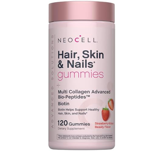 Neocell Hair Skin And Nails Gummies 120 Count With Multi Collagen Advanced Bio-Peptides Plus Biotin And Vitamin C Advanced Formula For Women And Men