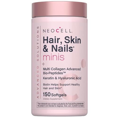 Neocell Hair Skin And Nails Vitamins With Collagen 150 Softgels Advanced Bio-Peptides With Keratin & Hyaluronic Acid Beauty Complex Supplement