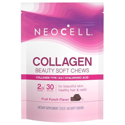 Neocell Collagen Beauty Soft Chews With Vitamin C And Hyaluronic Acid For Hair Skin And Nail Health Fruit Punch Soft Chews 60 Count 1 Bag