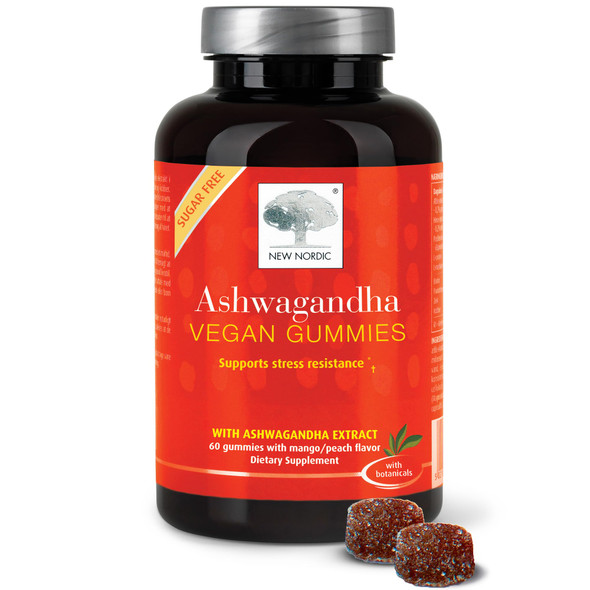New Nordic Ashwagandha Gummies 300 Mg Ashwagandha Root Extract Sugar Free Adaptogens For Men And Women Delicious Mango Peach 60 Gummies