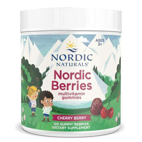 Nordic Naturals Nordic Berries Cherry Berry - 120 Gummy Berries - Great-Tasting Multivitamin For Ages 2 - Growth Development Optimal Wellness - Non-Gmo Vegetarian 30 Servings