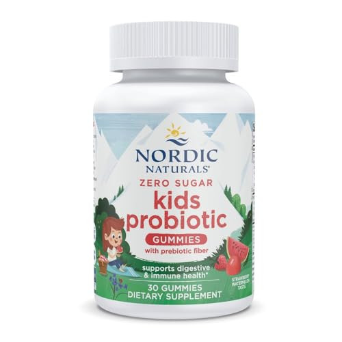 Nordic Naturals Zero Sugar Kids Probiotic Gummies - Strawberry Watermelon Flavor - 30 Gummies - Supports Digestive Wellness & Immune Health - Non-Gmo - Third Party Tested - Vegan 30 Servings