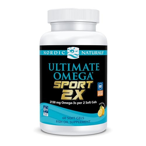 Nordic Naturals Ultimate Omega Sport 2X Lemon Flavor - 60 Soft Gels - 2150 Mg Omega-3 - Nsf Certified Fish Oil With Epa & Dha - Heart & Muscle Health Recovery - Non-Gmo 30 Servings