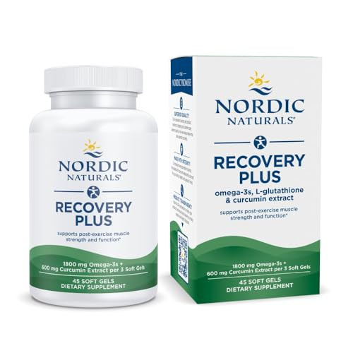 Nordic Naturals Recovery Plus Unflavored - 45 Soft Gels - 1800 Mg Omega-3 Fish Oil - 600 Mg Longvida Optimized Curcumin - Cellular Health & Recovery - Post-Exercise Muscle Support 15 Servings