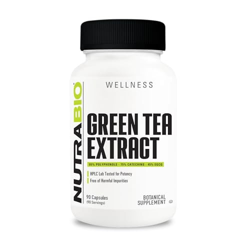 Nutrabio Green Tea Extract Capsules 500Mg Adds Antioxidant Benefits And Helps Overall Health And Well-Being 90 Count