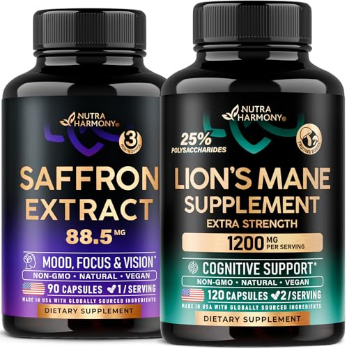 Nutraharmony Natural Saffron Extract & Organic Lions Mane Capsules