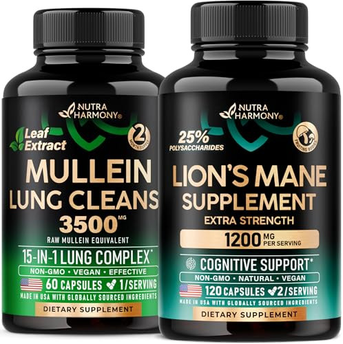 Nutraharmony Mullein Leaf Extract & Lions Mane Capsules