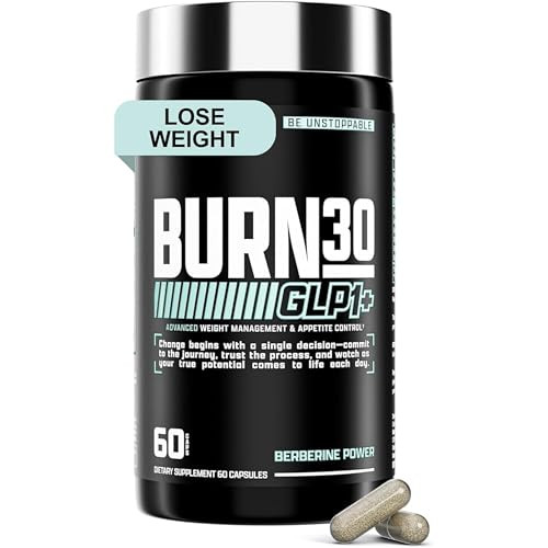 Nutrex Research Burn30 Glp-1 Supplement - Super Berberine Weight Management Support Glp1 Naturally Advanced Appetite Control & Metabolism Support With Clinically Studied Ingredients Stimulant Free