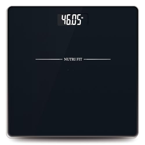 Nutri Fit Digital Bathroom Scale For Body Weight Loss Watchers Electri Scales 50G/0.1Lb Discrepancy Clear Backlit Lcd Display And Step-On Techhology 2 Aaa Batteries Included 330Lb/150Kg Jet Black
