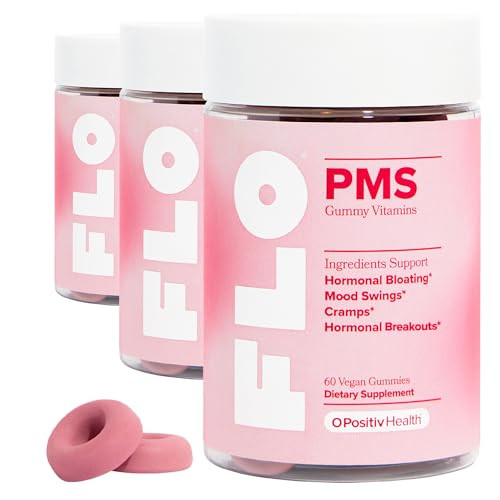 O Positiv Flo Pms Gummies For Women 30 Servings (Pack Of 3) - Proactive Pms Relief - Targets Hormonal Breakouts Bloating Cramps & Mood Swings With Chasteberry Vitamin B6 & Lemon Balm