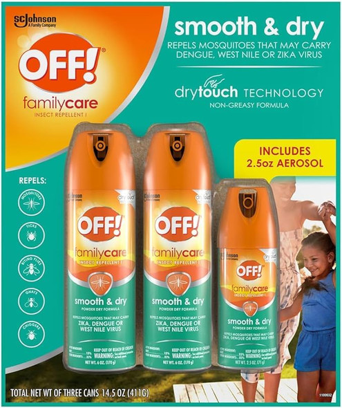 Off Family Care Insect Repellent Smooth & Dry Travel Aerosol Sprays 6 Oz. 2.5 Oz