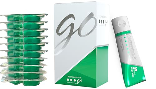 Opalescence Go 15 (10 Treatments) Original Prefilled Teeth Whitening Trays W/Travel Whitening Toothpaste 1.0 Oz. Hydrogen Peroxide - Cool Mint - Made By Ultradent