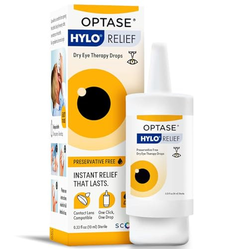 Optase Hylo Relief Dry Eye Drops 0.33 Fl Oz (10Ml) 300 Doses - Preservative Free Eye Drops For Dry Eyes - Gentle Lubricant Multi-Dose Solution - Contact Lens Compatible For Daily Comfort