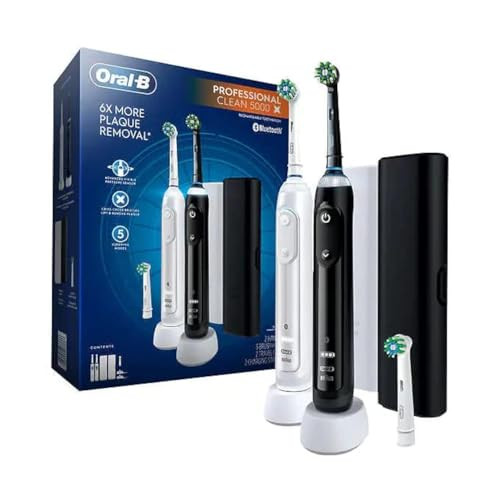 Oral-B Professional Clean 5000 X Electric Toothbrush Twin Pack Rechargeable Power Toothbrushes - Pack Of 2