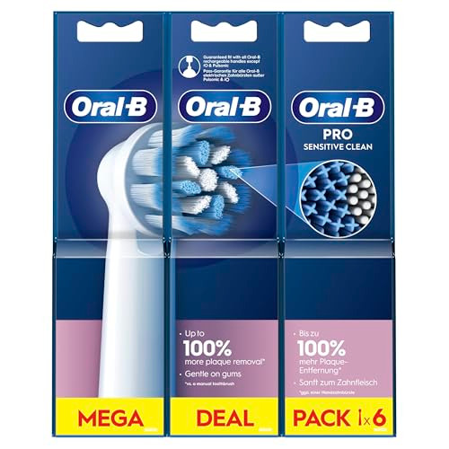 Oral-B Pro Sensitive Clean Electric Toothbrush Head X-Shaped & Extra Soft Bristles For Gentle Brushing & Plaque Removal Pack Of 6 Toothbrush Heads White