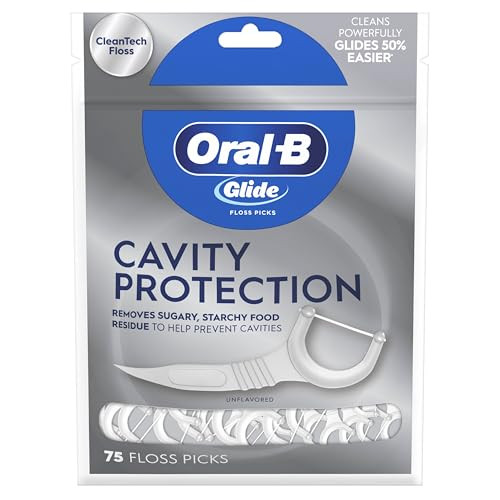 Oral-B Glide Cavity Protection Floss Picks Helps Prevent Cavities Unflavored 75 Floss Picks
