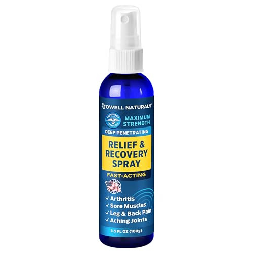 Owell Naturals Deep Penetrating Pain Relief Liquid Spray Fast-Acting Long Lasting Natural Relief For Muscle Aches Joint Pain Stiffness Quick Dry Formula 3.5 Oz