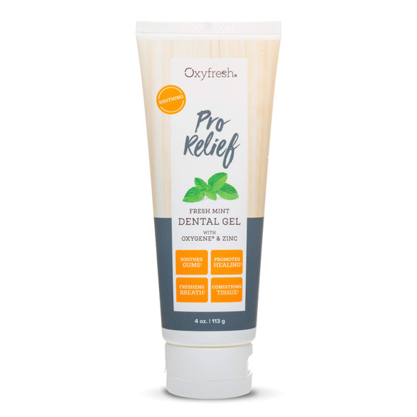 Oxyfresh Pro Relief Fluoride Free Dental Gel With Zinc And For Soothing Irritated Gums And Support Gum Health Infused With Aloe Vera Chamomile And Xylitol Dentist Recommended 4 Oz