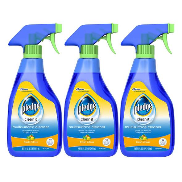 Pledge Multisurface Cleaner Trigger Spray Fresh Citrus - Electronic Stainless Steel & Glass Cleaner 16 Oz (3 Pk)