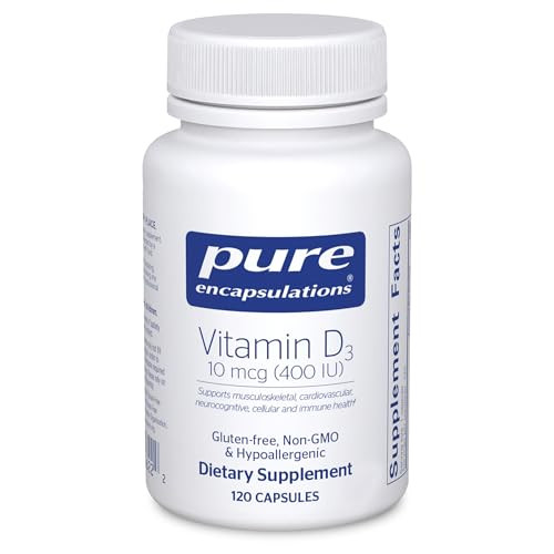 Pure Encapsulations Vitamin D3 10 Mcg (400 Iu) Hypoallergenic Support For Bone Breast Cardiovascular Colon And Immune Health 120 Capsules