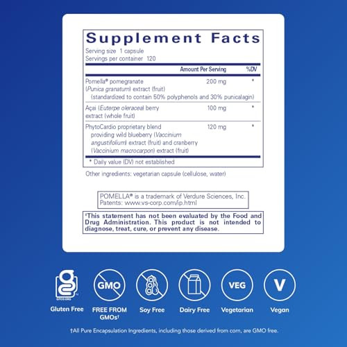 Pure Encapsulations Pomegranate Plus Antioxidant Support For Vascular And Cellular Health 120 Capsules