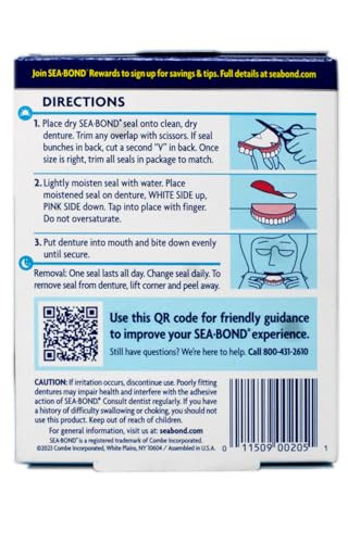Sea-Bond Denture Adhesive Seals Uppers Original 30 Each