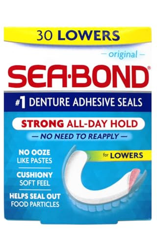Sea-Bond Denture Adhesive Seals Original Lowers Zinc-Free All-Day-Hold Mess-Free 30 Count Pack Of 7