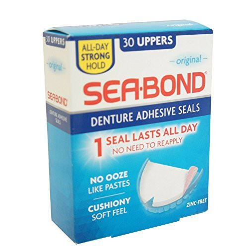 Sea-Bond Secure Denture Adhesive Seals Original Uppers Zinc-Free All-Day-Hold Mess-Free 30 Count 8 Pack