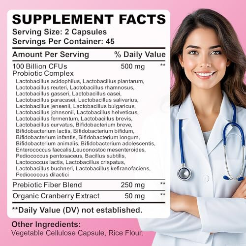 Sept Yan Probiotics For Women 100 Billion Cfus 32 Strains With Prebiotics & Digestive Enzymes Support Digestive Immune Vaginal & Urinary Health 90 Capsules