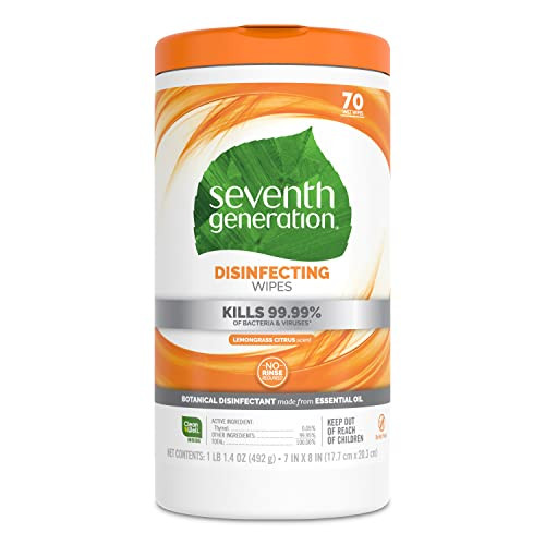 Seventh Generation Disinfecting Multi-Surface Wipes Lemongrass Citrus Scent 70 Wipes