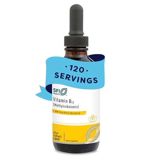 Sfi Health Klaire Labs Vitamin B12 Liquid - Methylcobalamin B12 Drops - Formulated For Superior Absorption - Support Healthy Cognition & Efficient Nutrient Delivery - Vegan (120 Servings 4 Fl Oz)