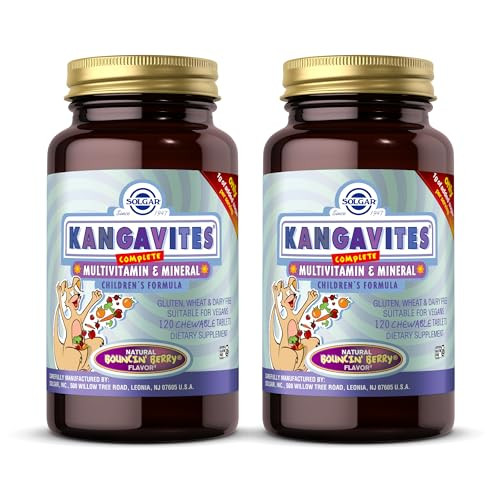 Solgar Kangavites Bouncin Berry Flavor - 120 Chewable Tablets Pack Of 2 - Complete Multivitamin & Mineral Formula For Children - Vegan Gluten Free