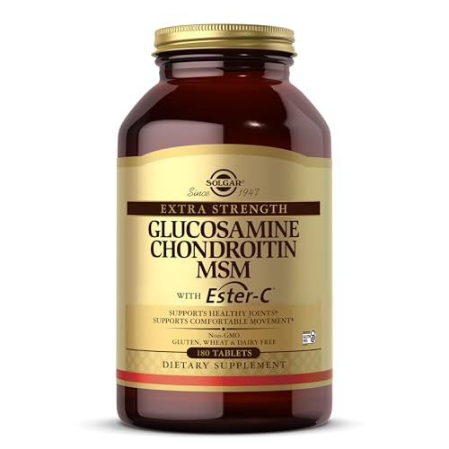 Solgar Extra Strength Glucosamine Chondroitin Msm W/Ester-C 180 Tablets - Promotes Healthy Joints Supports Comfortable Movement & Collagen Formation - Non-Gmo Gluten No Dairy No 60 Servings