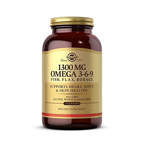 Solgar 1300 Mg Omega 3-6-9 120 Softgels - Fish Oil Supplement - Support For Joint & Skin Health - Includes Flaxseed & Borage - Contains Epa & Dha Omega 3 Fatty Acids 40 Servings