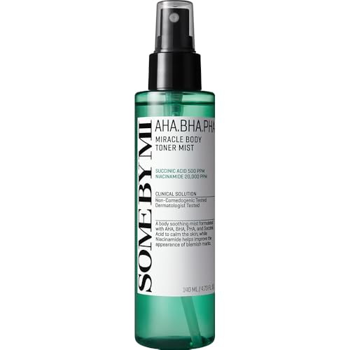 Some By Mi Aha Bha Pha 30 Days Miracle Body Toner Mist 4.73Oz 140Ml Body Acne Spray For Back & Chest Exfoliating Body Mist With Salicylic Acid Tea Tree Niacinamide Korean Skincare